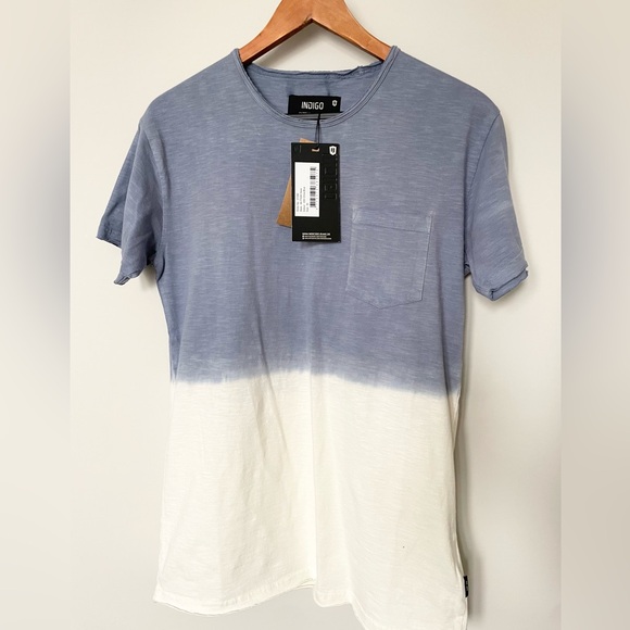Men’s Ombré Blue and White T-Shirt - Picture 1 of 7